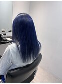 色落ち可愛い　ネイビーブルー　青髪　