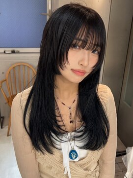 サンド 鹿児島中央(sand) 黒髪/グレーベージュ/レイヤーロング/前髪パーマ[鹿児島駅]