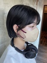 ビスクヘアデザイン(bisq hair design)&nbsp;ショートヘアー　ブラウンカラー　前髪カット　顔まわり　韓国風