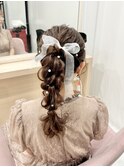 編み下ろしポニーテール