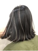 小顔ヘア ネビージュグレージュハイライトカラー◎