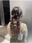 編み込み/編みおろし/フィッシュボーン/結婚式ヘア/ヘアセット