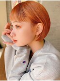 熊本　ショートボブ　ハイトーンカラー　オレンジベージュ
