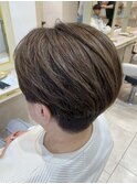 ハイライトカラー30代40代50代丸みショートくびれショートボブ