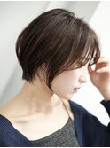 横浜西口大人ショートボブ前髪なしココアベージュ韓国30代40代