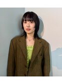 顔まわりレイヤー/ウルフカット/前髪ぱっつん