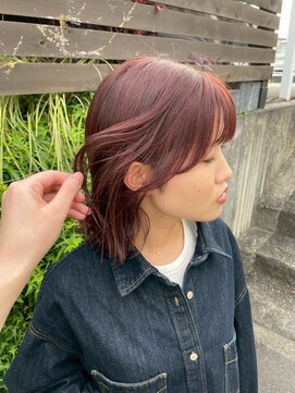アズグロウヘアー(AS GROW HAIR) くすみチェリーレッドミディ