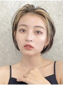 渋谷ブリーチカラー切りっぱなしショートフェイスフレーミング