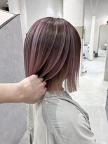 アース コアフュールボーテ 諏訪店(EARTH coiffure beaute)&nbsp;ピンクバレイヤージュケアブリーチ切りっぱなしボブ