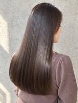 エードット(a.) 縮毛矯正×チョコレートブラウンストレートロング艶髪