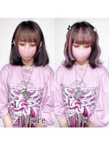 あるじゃんすー 天神店 地雷系ピーチピンク#シールエクステ#セクションカラー#美髪#天神