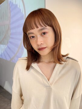 ノーム(norm) ミディアムヘア/前髪短め/オレンジベージュ/顔まわりカット