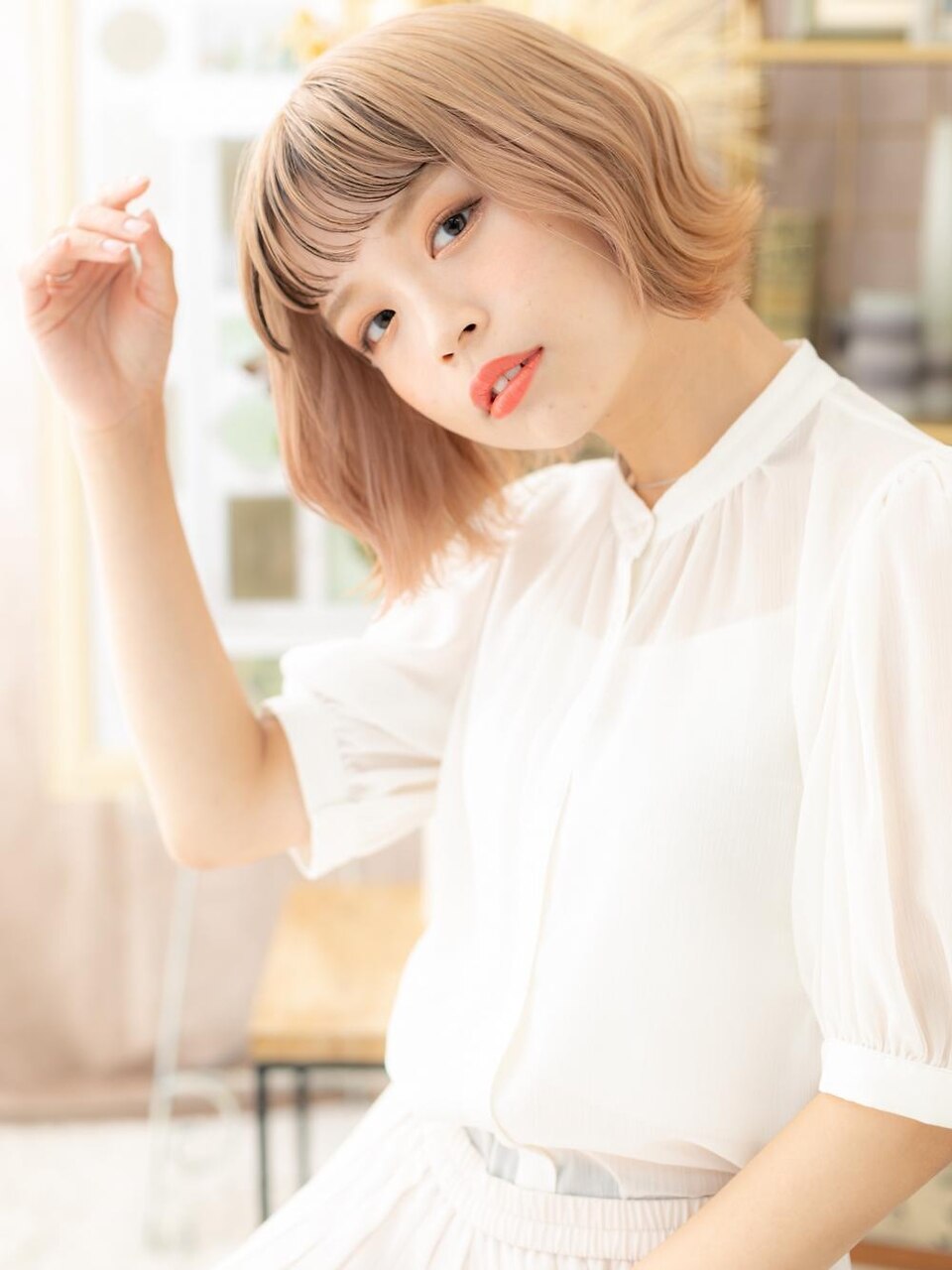 ブロンドカラーフレンチガーリー小顔ボブa北浦和10代20代30代