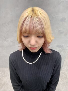 ヘアサロン ドット トウキョウ カラー 町田店(hair salon dot. tokyo color) マチルダボブ/ピンクベージュ/インナーグレージュ/ウルフ/前髪