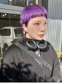 マッシュショート/マッシュ/ハイトーンカラー/紫カラー