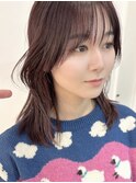 顔まわりレイヤー/暖色カラー/ミディアムヘア