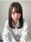流し前髪大人可愛い小顔顔まわりミディアムストレートワンカール