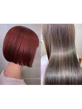 話題の髪質改善のヘアカラーで、肌がきれいに見える艶と潤いのある上品な髪に導きます◎
