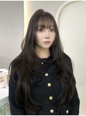 小顔/黒髪/クラゲヘアー/オリーブグレー/ココアベージュ