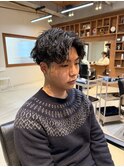 ツイストスパイラルパーマ/センターパート/メンズ/メンズパーマ