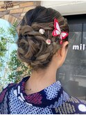 浴衣ヘアセット/浴衣ヘアアレンジ/浴衣着付け/花火着付け