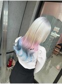 エアリーロング アッシュブラック愛され ブリーチピンクブラウン
