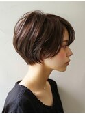 ☆シースルーバング小顔ウルフミディ黒髪メルティカラーボブ