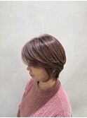 【篠原】白髪が溶け込むピンクベージュ×ハンサムショート