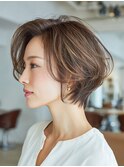 白髪ぼかしハイライトカラー/白髪ぼかしカラー/大人ショート