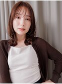 大人美人モカブラウンブリーチなしくびれレイヤーミディ30代Te1