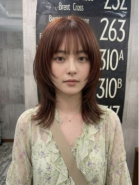 ヘアーサロン 6(hair salon) 小顔レイヤー×チョコブラウンウルフミディアム