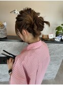 お呼ばれヘアアレンジ結婚式アレンジツインお団子ヘアセット