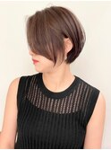 ハイライト白髪ぼかしダブルカラーインナーカラーショートボブ