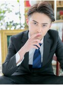 ■七三分け黒髪ツーブロック刈り上げショート107-6戸頭30代40代