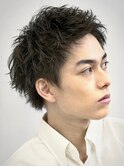 心斎橋スパイキーパーマビジネスヘアフェザーショートパーマ緩め
