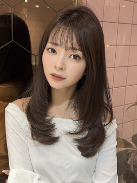 ルームバイシー 新宿(Loom. by Sea) 〇〇くびれヘア×レイヤーカット 縮毛矯正/アプリコットオレンジ