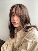 グレージュハンサムショートレイヤーカットセミロングボブヘア