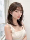 小顔外ハネミディアムアッシュ20代30代40代くびれミディ韓国ヘア