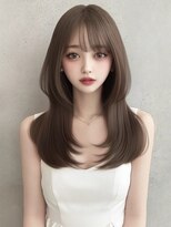 ユーフォリア 渋谷グランデ(Euphoria SHIBUYA GRANDE)&nbsp;レイヤーカット ミルクティーカラー 前髪カット くびれヘア 20代