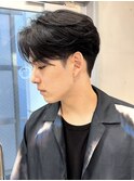 テーパーフェードニュアンスパーマ刈り上げセンターパートメンズ