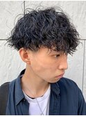 フェザーパーマサーフカール刈り上げセンターパート