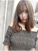 韓国風ハイトーンカラーピンクヨシンモリミディアムウルフ