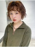 ブラウンボブパーマ_グレージュカラーボブウルフ_ba421551