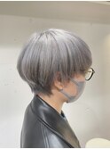 シルバーカラー/ホワイトブリーチ/ダブルカラー/マッシュ