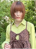 下北沢/ミニボブ 顔周りレイヤー 顔周りカット オレンジブラウン