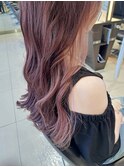 20代30代40代大人可愛い透明感ピンクインナーカラー