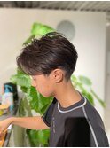 リバースセンターパート ツーブロック フェザー