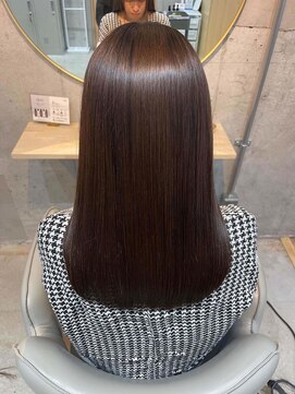 クー  戸越銀座(QOO) 美髪のススメ髪質改善切りっぱなしボブピンクブラウン