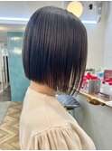 透明感グレージュ/切りっぱなしボブ/刈り上げボブ/小顔