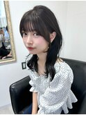 顔まわりレイヤー 艶カラー 暗髪 韓国風 髪質改善 福岡美容室